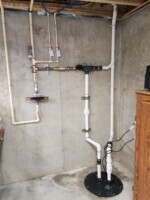 Model MG36 with discharge connected to primary sump pump discharge pipe.